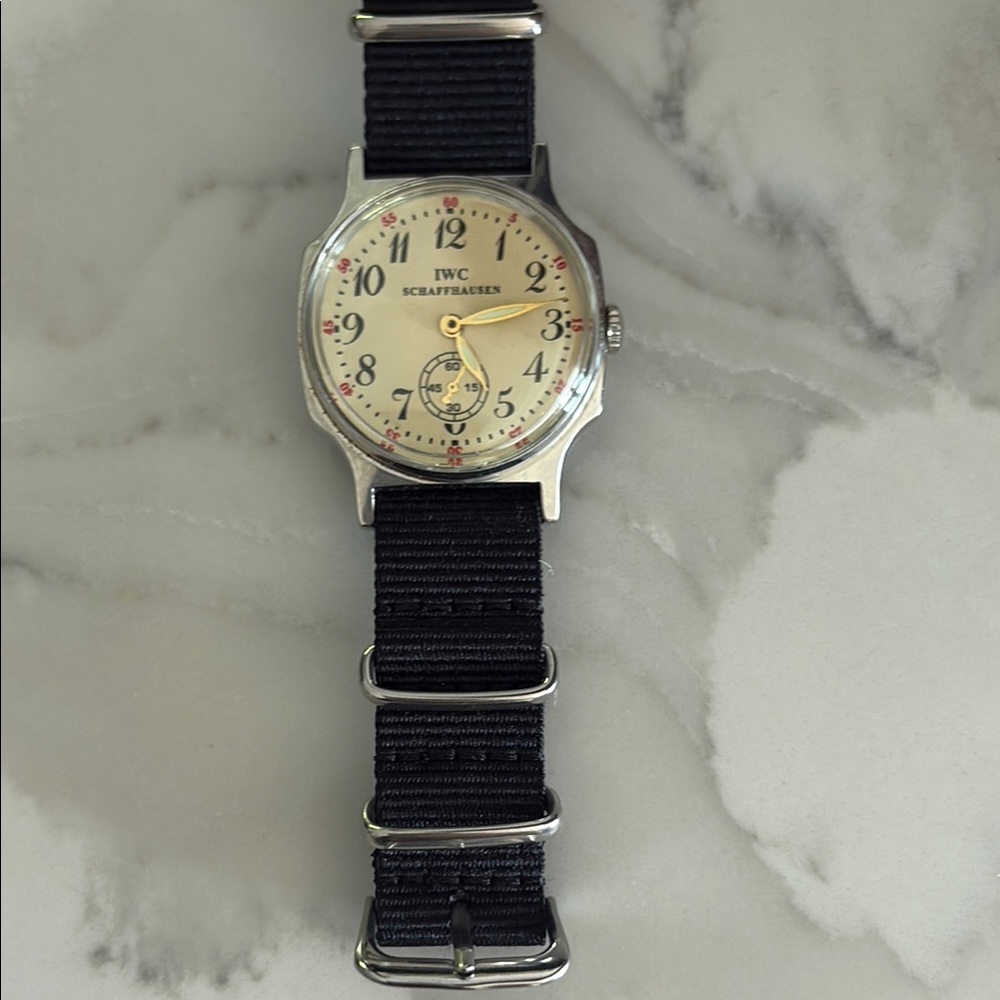 IWC Black and Silver Watch with NATO Strap